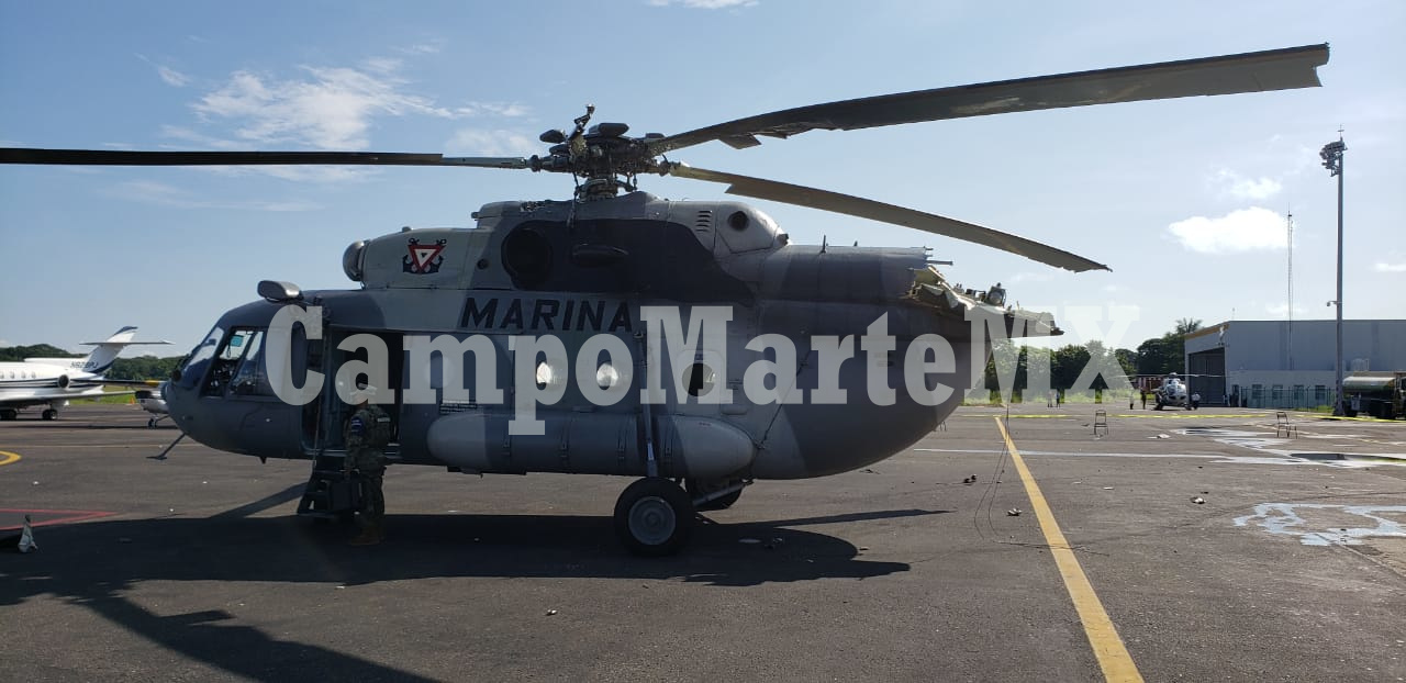 Un helicóptero Mi-17 de la SEMAR se accidentó hoy en Villahermosa